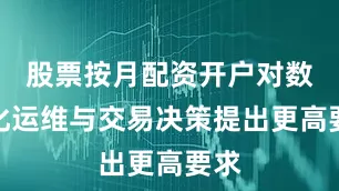 股票按月配资开户对数字化运维与交易决策提出更高要求